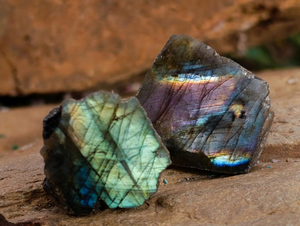 Polished One Side Labradorite Plates x 70 From Madagascar - Toprock Gemstones and Minerals 