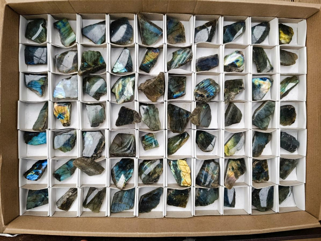 Polished One Side Labradorite Plates x 70 From Madagascar - Toprock Gemstones and Minerals 