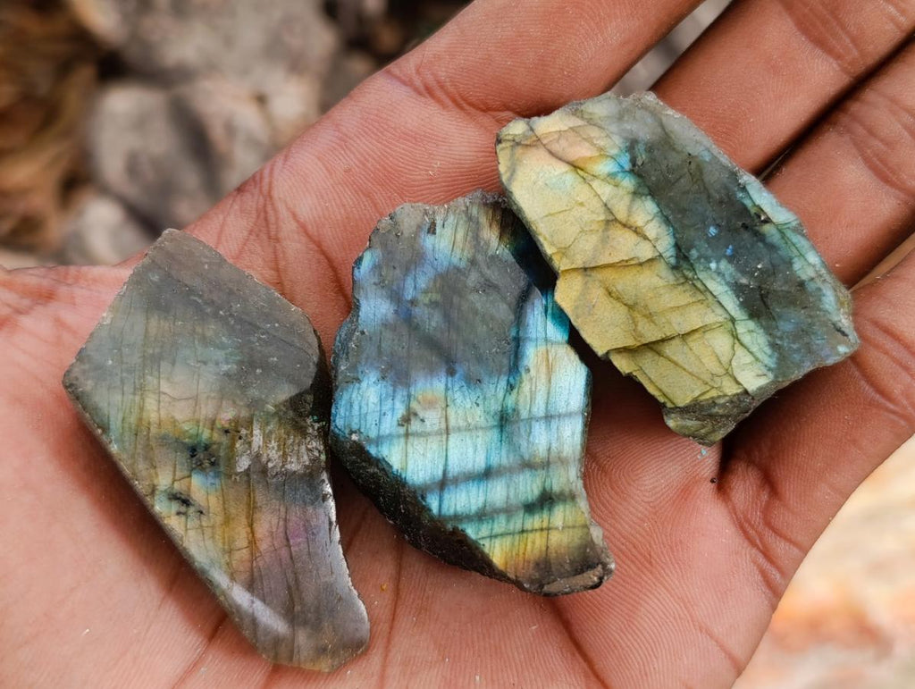 Polished One Side Labradorite Plates x 70 From Madagascar - Toprock Gemstones and Minerals 