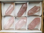 Polished Double Terminated Gemmy Rose Quartz Crystals x 6 From Madagascar - Toprock Gemstones and Minerals 