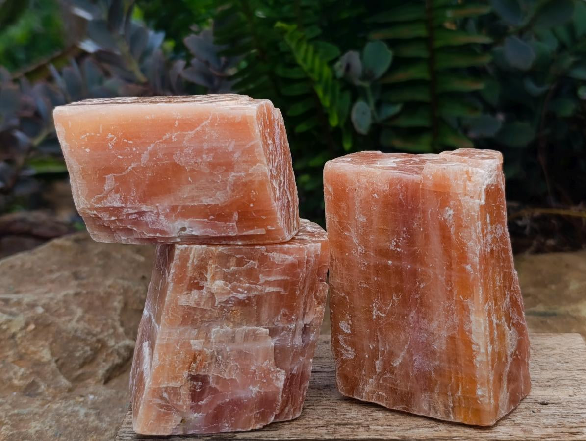 Natural Rhombohedral Sunset Orange Calcite Specimens x 12 From Spitzkop, Namibia - Toprock Gemstones and Minerals 
