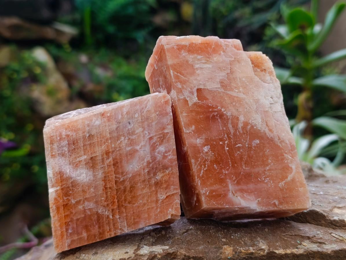 Natural Rhombohedral Sunset Orange Calcite Specimens x 12 From Spitzkop, Namibia - Toprock Gemstones and Minerals 