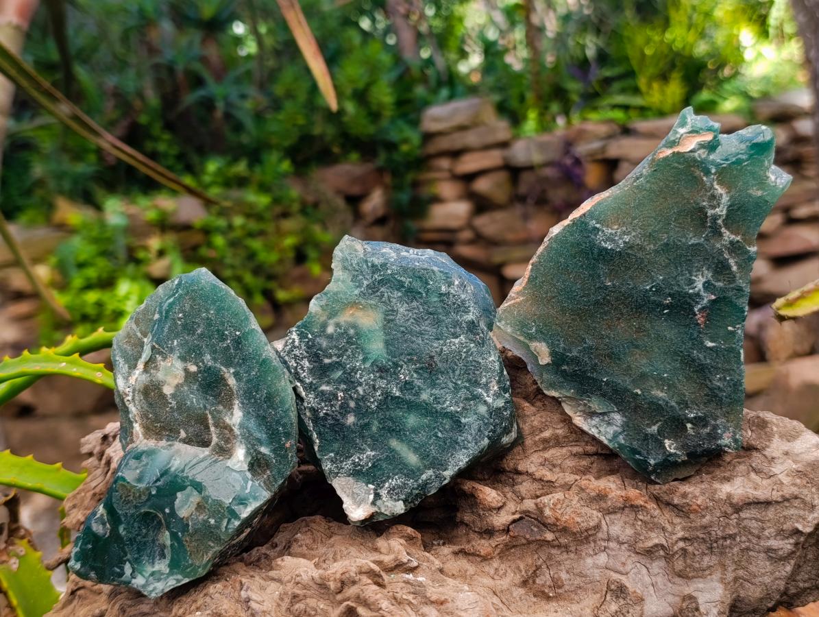 Natural Mtorolite Chrysoprase Plates x 6 From Mutorashanga, Zimbabwe - Toprock Gemstones and Minerals 