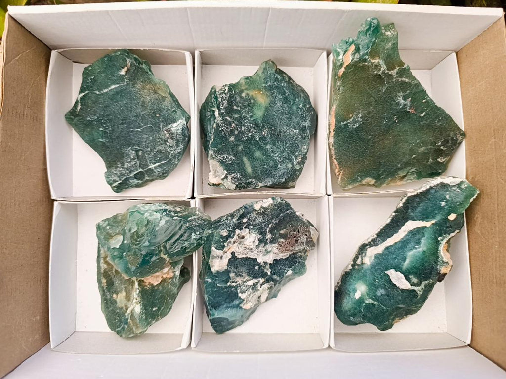 Natural Mtorolite Chrysoprase Plates x 6 From Mutorashanga, Zimbabwe - Toprock Gemstones and Minerals 