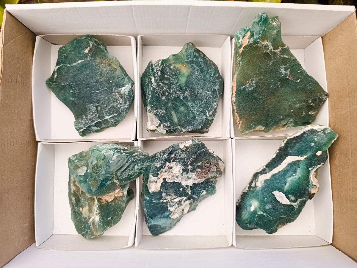 Natural Mtorolite Chrysoprase Plates x 6 From Mutorashanga, Zimbabwe - Toprock Gemstones and Minerals 