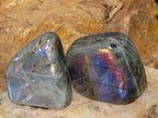 Polished Rare Purple Sunset Flash Labradorite Standing Display Pieces x 12 From Madagascar - Toprock Gemstones and Minerals 