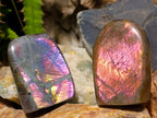 Polished Rare Purple Sunset Flash Labradorite Standing Display Pieces x 12 From Madagascar - Toprock Gemstones and Minerals 