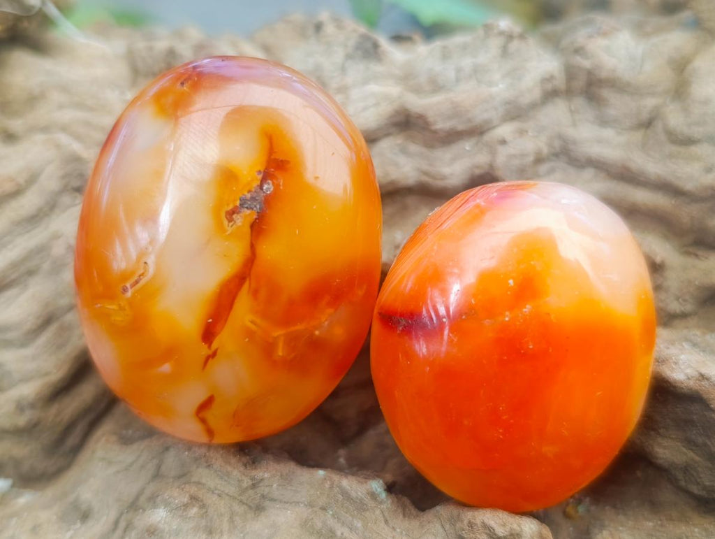 Polished Carnelian Agate Gemstone Galets x 35 From Madagascar - Toprock Gemstones and Minerals 