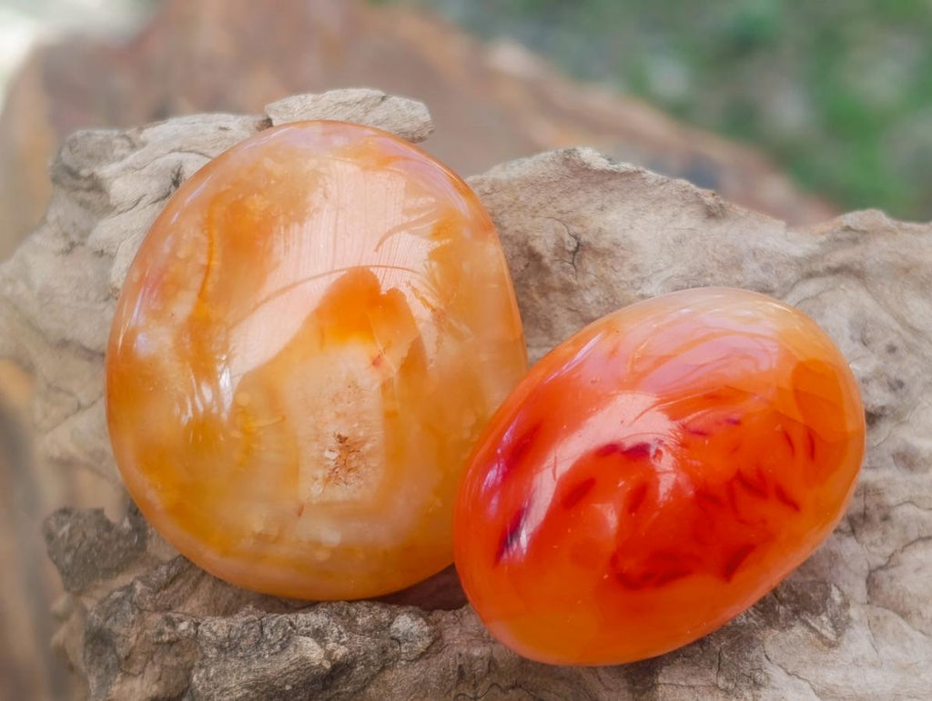Polished Carnelian Agate Gemstone Galets x 35 From Madagascar - Toprock Gemstones and Minerals 