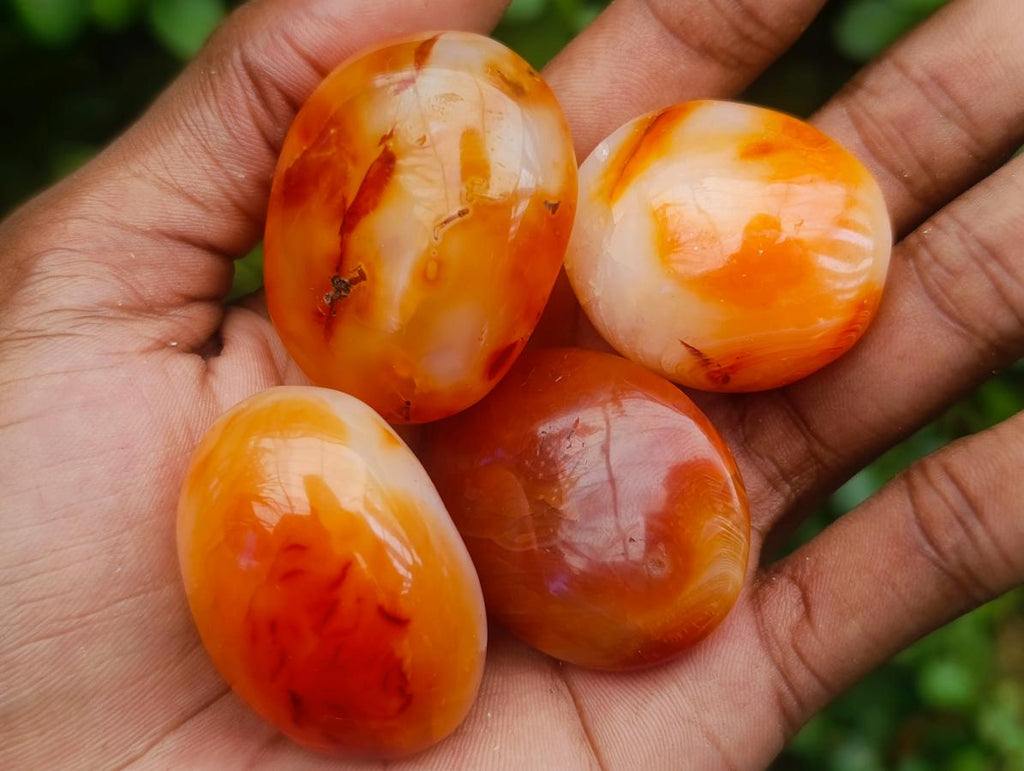 Polished Carnelian Agate Gemstone Galets x 35 From Madagascar - Toprock Gemstones and Minerals 