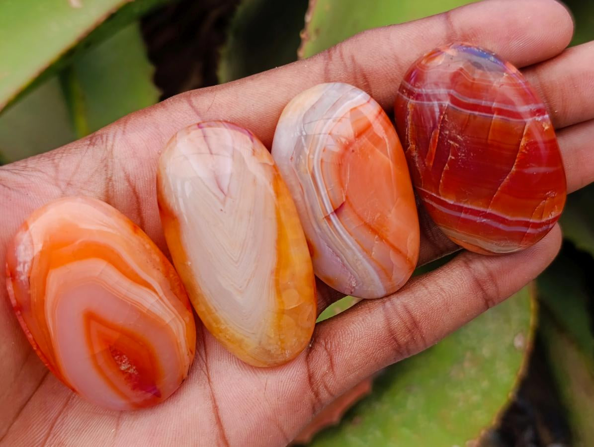 Polished Carnelian Agate Gemstone Galets x 35 From Madagascar - Toprock Gemstones and Minerals 