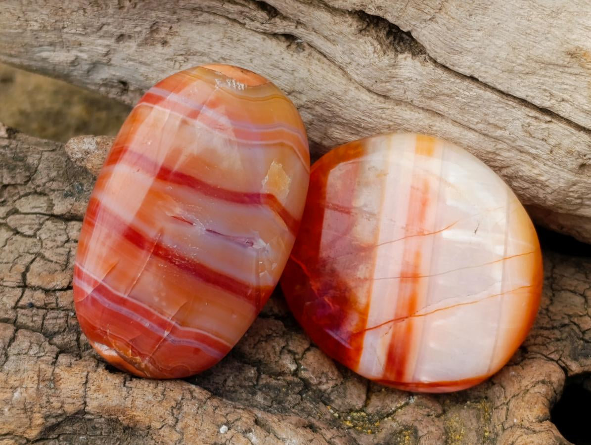 Polished Carnelian Agate Gemstone Galets x 35 From Madagascar - Toprock Gemstones and Minerals 