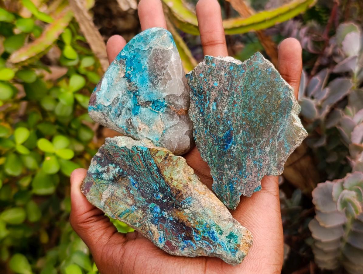 Polished One Side Shattuckite Free Forms x 12 From Kaokoveld, Namibia - Toprock Gemstones and Minerals 