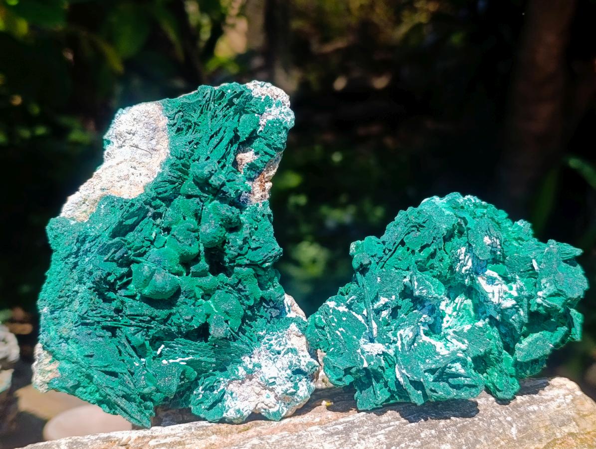 Natural Rare Malachite Pseudomorph Specimens with Associated Minerals x 2 From Kolwezi, Congo - Toprock Gemstones and Minerals 