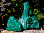 Polished Flower Banded Malachite Free Forms x 2 From Congo - Toprock Gemstones and Minerals 