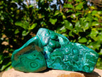 Polished Flower Banded Malachite Free Forms x 2 From Congo - Toprock Gemstones and Minerals 