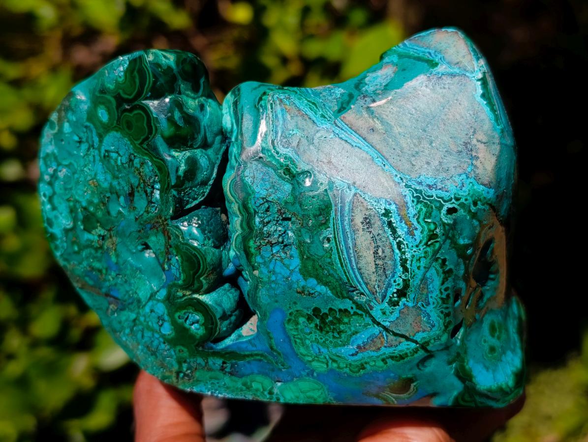 Polished Flower Banded Malachite Free Forms x 2 From Congo - Toprock Gemstones and Minerals 