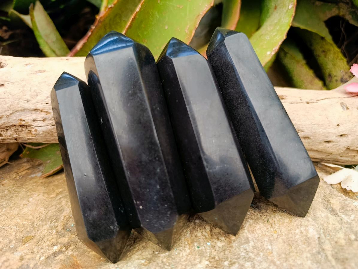 Polished Double Terminated Black Basalt Crystals x 12 From Madagascar - Toprock Gemstones and Minerals 