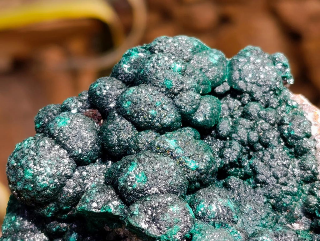 Natural Silky Ball Malachite and Drusy Quartz on Dolomite Specimen x 1 From Mindingi Mine, Kambove, Congo - Toprock Gemstones and Minerals 