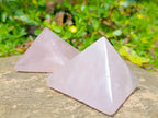 Polished Small Gemmy Rose Quartz Pyramids x 6 From Madagascar - Toprock Gemstones and Minerals 