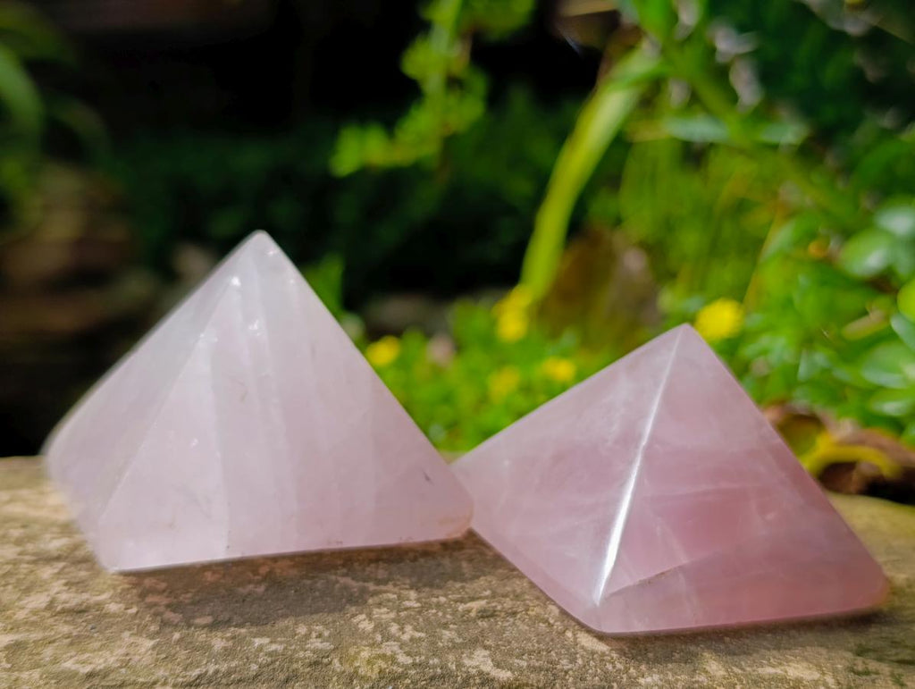 Polished Small Gemmy Rose Quartz Pyramids x 6 From Madagascar - Toprock Gemstones and Minerals 