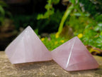 Polished Small Gemmy Rose Quartz Pyramids x 6 From Madagascar - Toprock Gemstones and Minerals 