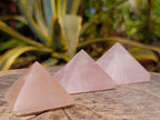 Polished Small Gemmy Rose Quartz Pyramids x 6 From Madagascar - Toprock Gemstones and Minerals 