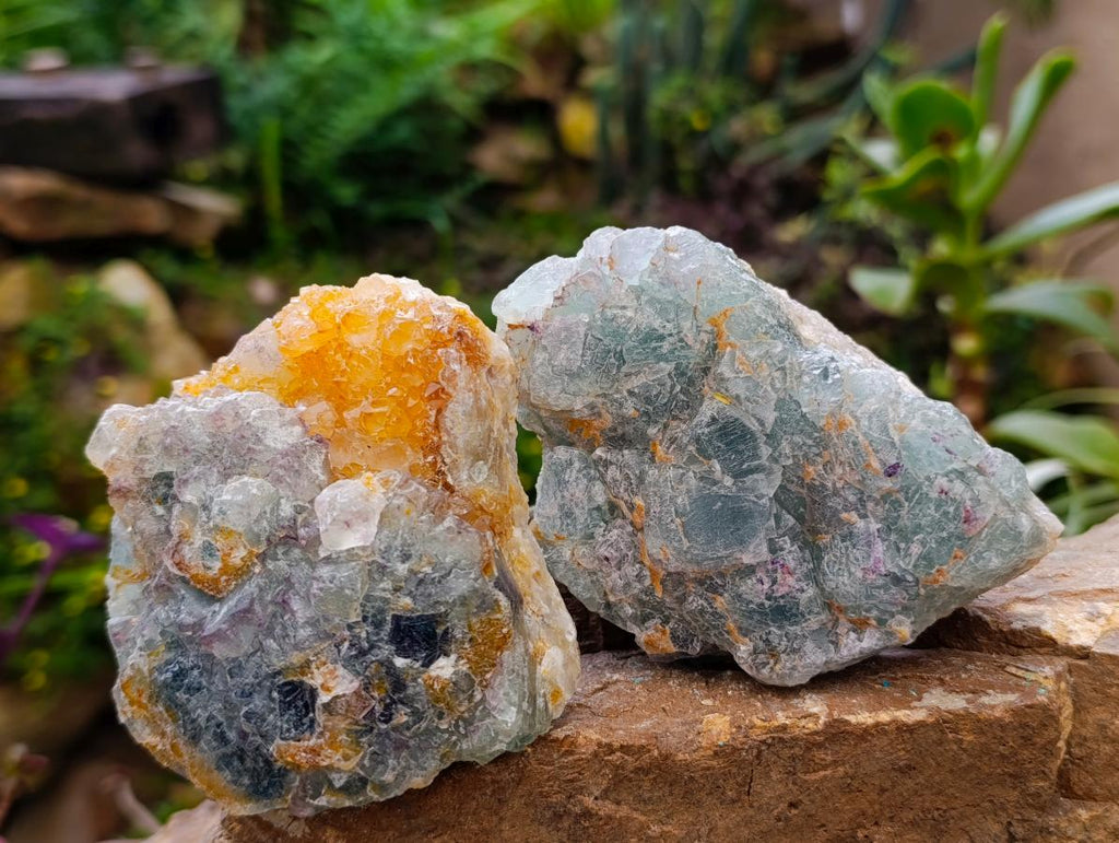 Natural Dark Green and Purple Cubic Fluorite Specimens x 4 From Uis, Namibia - Toprock Gemstones and Minerals 