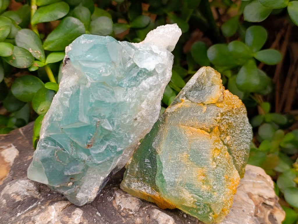 Natural Dark Green and Purple Cubic Fluorite Specimens x 4 From Uis, Namibia - Toprock Gemstones and Minerals 