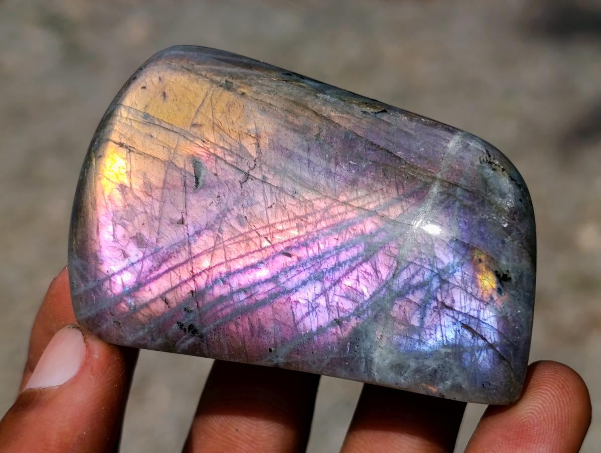 Polished Rare Purple Sunset Flash Labradorite Standing Free Forms x 6 From Madagascar - Toprock Gemstones and Minerals 