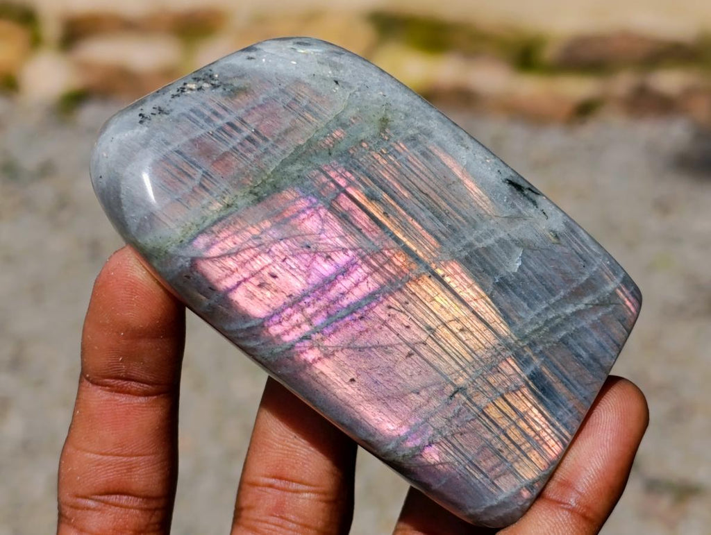Polished Rare Purple Sunset Flash Labradorite Standing Free Forms x 6 From Madagascar - Toprock Gemstones and Minerals 
