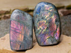 Polished Rare Purple Sunset Flash Labradorite Standing Free Forms x 6 From Madagascar - Toprock Gemstones and Minerals 