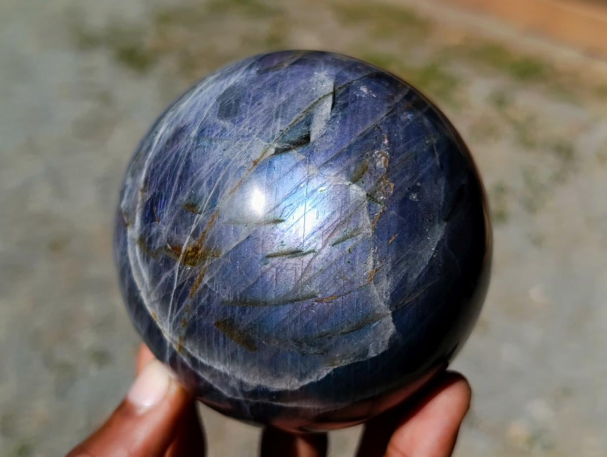Polished Rare Purple Sunset Flash Labradorite Spheres x 2 From Madagascar - Toprock Gemstones and Minerals 