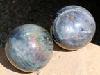 Polished Rare Purple Sunset Flash Labradorite Spheres x 2 From Madagascar - Toprock Gemstones and Minerals 