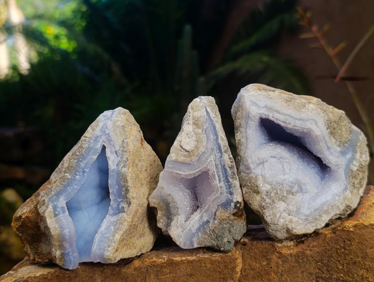 Natural Blue Lace Agate Geode Specimens x 12 From Nsanje, Malawi - Toprock Gemstones and Minerals 