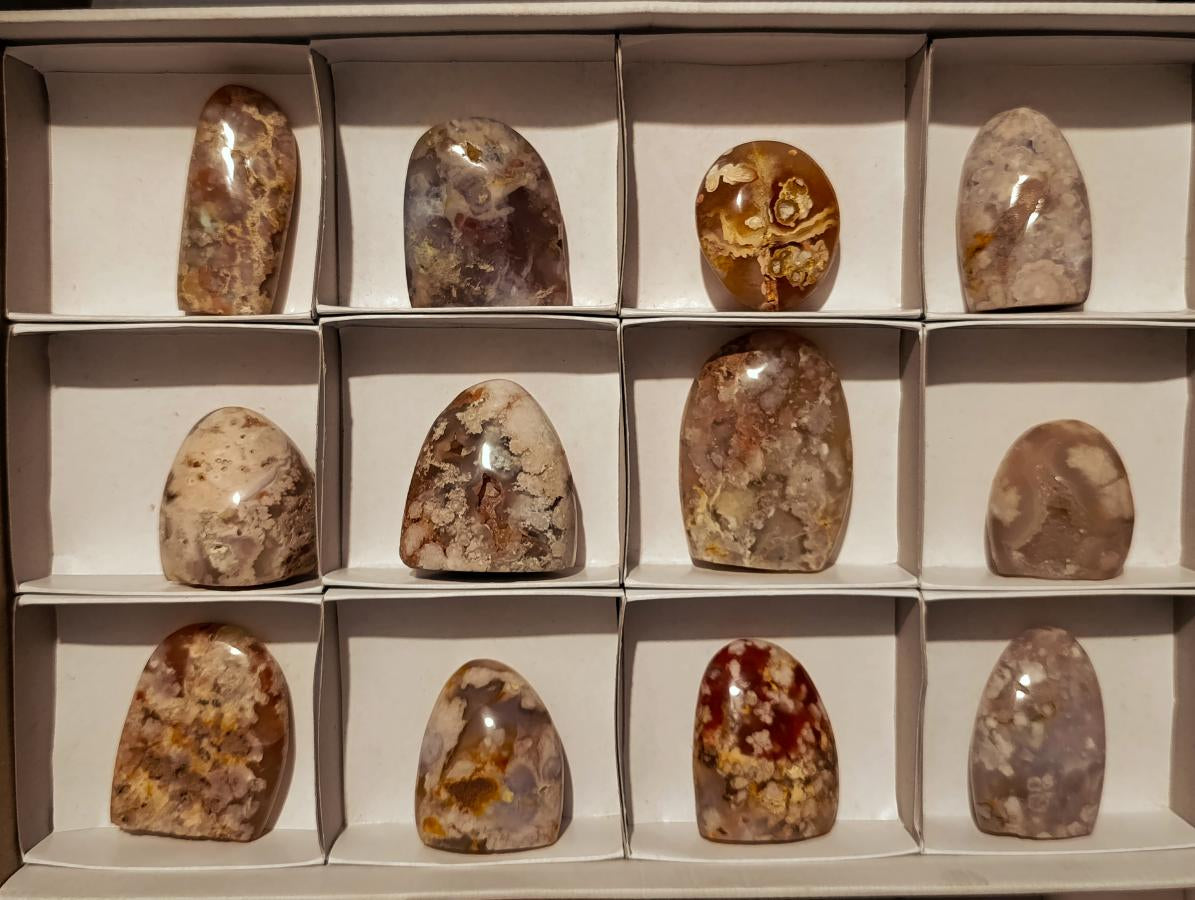 Polished Flower Agate Standing Display Pieces x 12 From Antsahalova, Madagascar - Toprock Gemstones and Minerals 