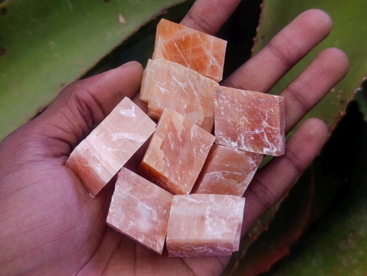 Natural Rhombohedral Sunset Orange Calcite Specimens x 35 From Spitzkop, Namibia - Toprock Gemstones and Minerals 