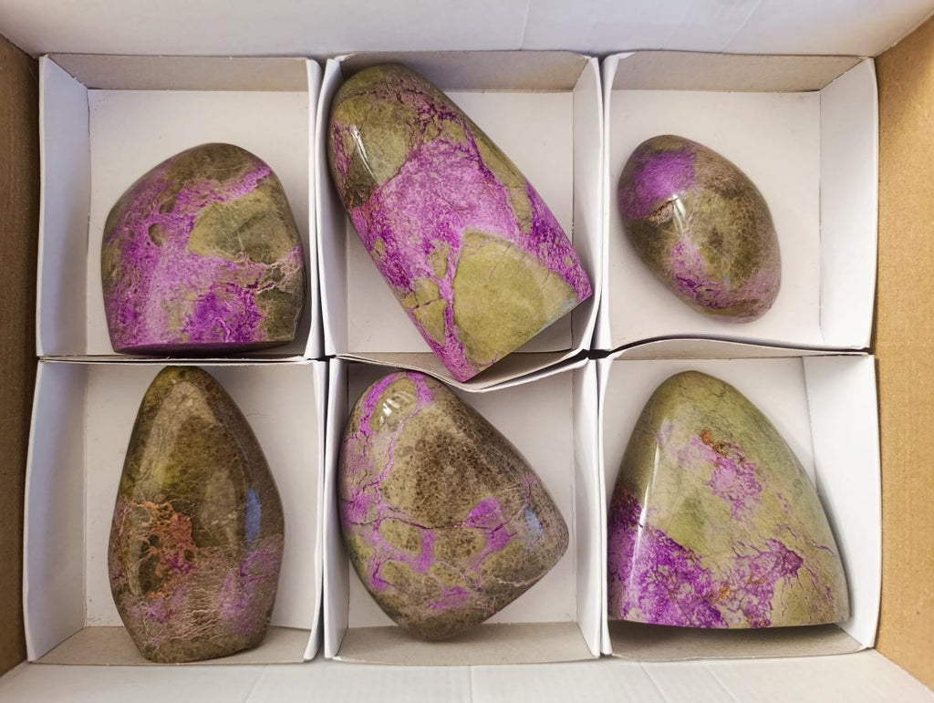 Polished Stichtite Free Forms x 6 From Barberton, South Africa - Toprock Gemstones and Minerals 