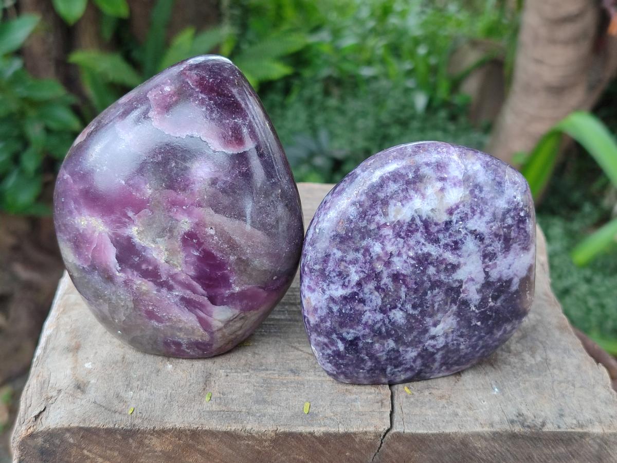 Polished Lepidolite Standing Display Pieces x 2 From Zimbabwe - Toprock Gemstones and Minerals 