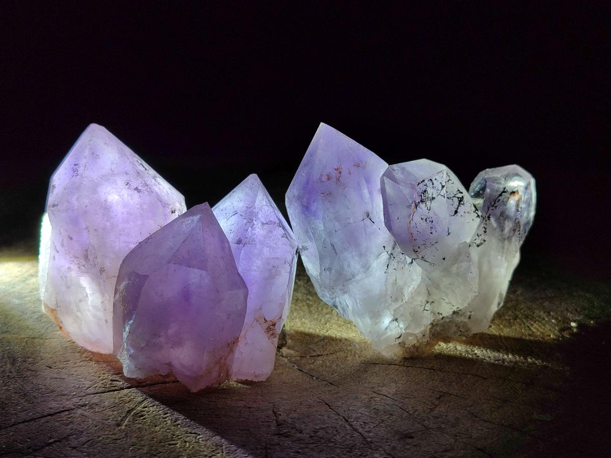 Natural Jacaranda Amethyst Single Crystals x 12 From Mumbwa, Zambia - Toprock Gemstones and Minerals 