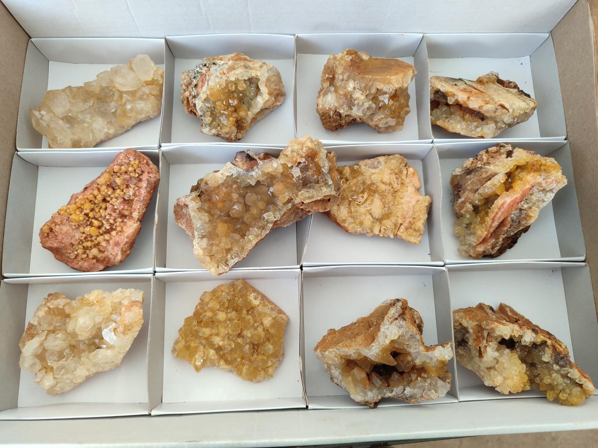 Natural Golden Limonite Quartz Crystal Clusters and Plates x 12 From Solwezi, Zambia - Toprock Gemstones and Minerals 