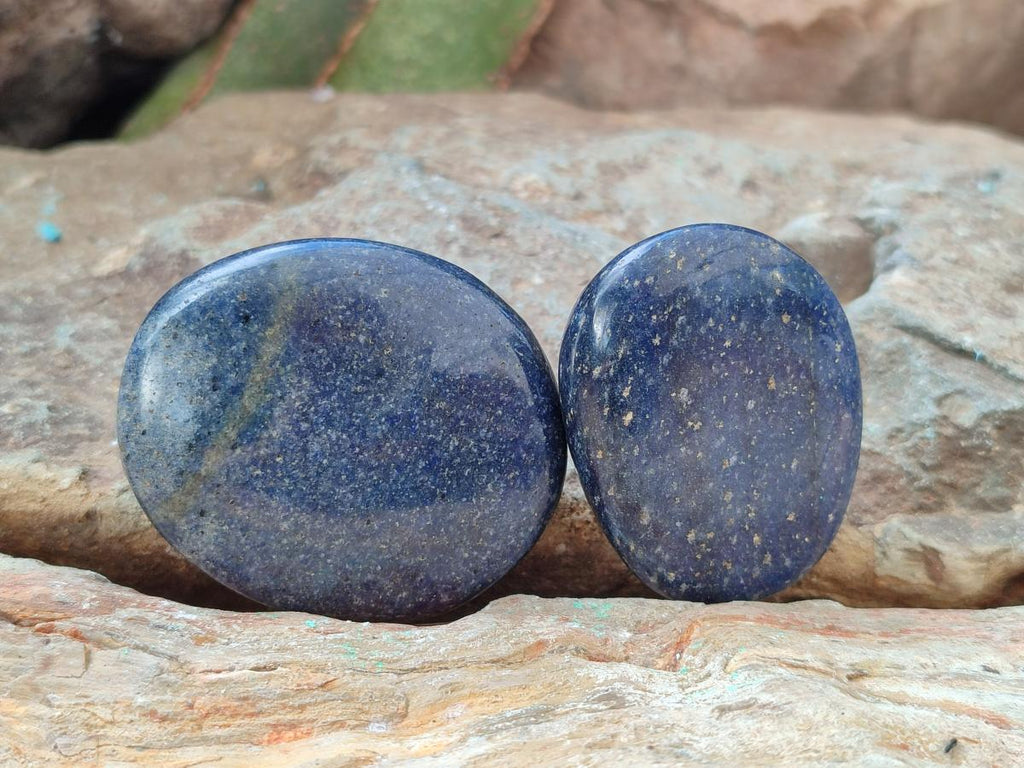 Polished Lazulite Palm Stones x 35 From Madagascar - Toprock Gemstones and Minerals 