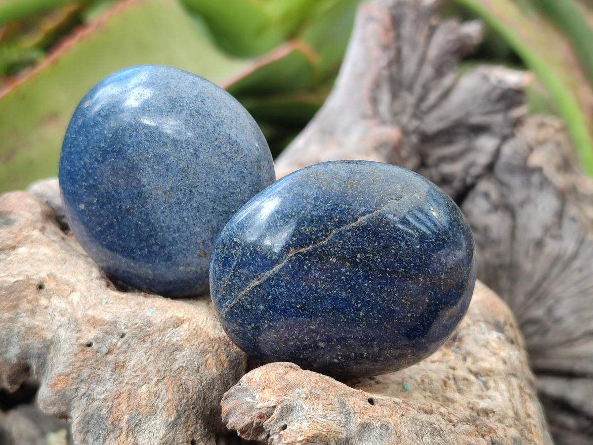 Polished Lazulite Palm Stones x 35 From Madagascar - Toprock Gemstones and Minerals 