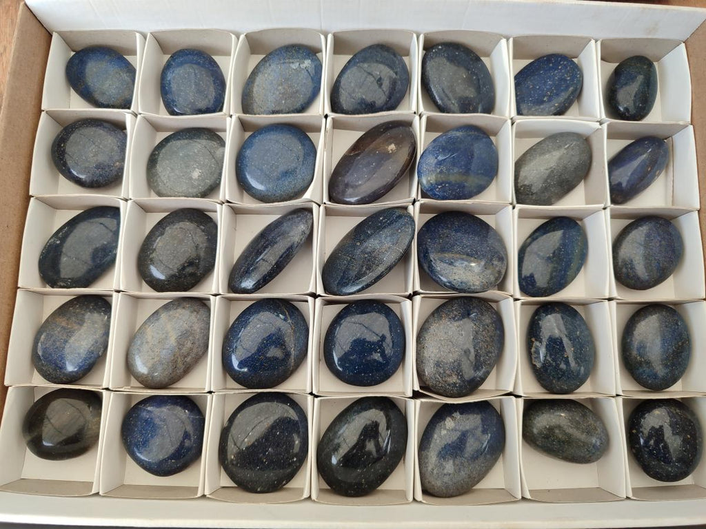 Polished Lazulite Palm Stones x 35 From Madagascar - Toprock Gemstones and Minerals 