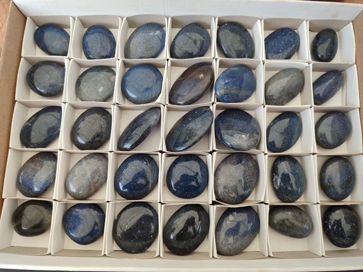 Polished Lazulite Palm Stones x 35 From Madagascar - Toprock Gemstones and Minerals 