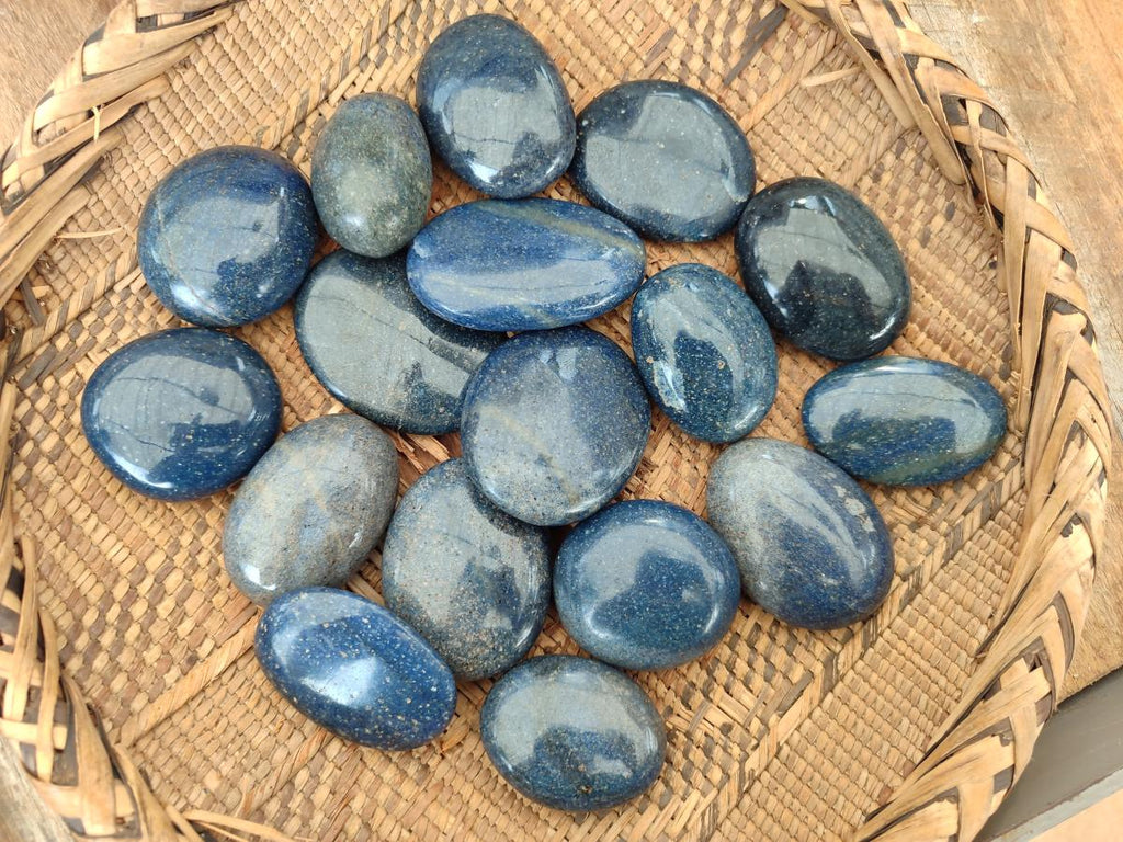 Polished Lazulite Palm Stones x 35 From Madagascar - Toprock Gemstones and Minerals 