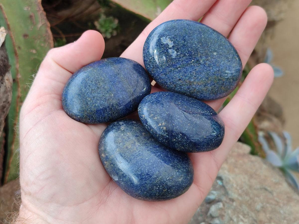Polished Lazulite Palm Stones x 35 From Madagascar - Toprock Gemstones and Minerals 