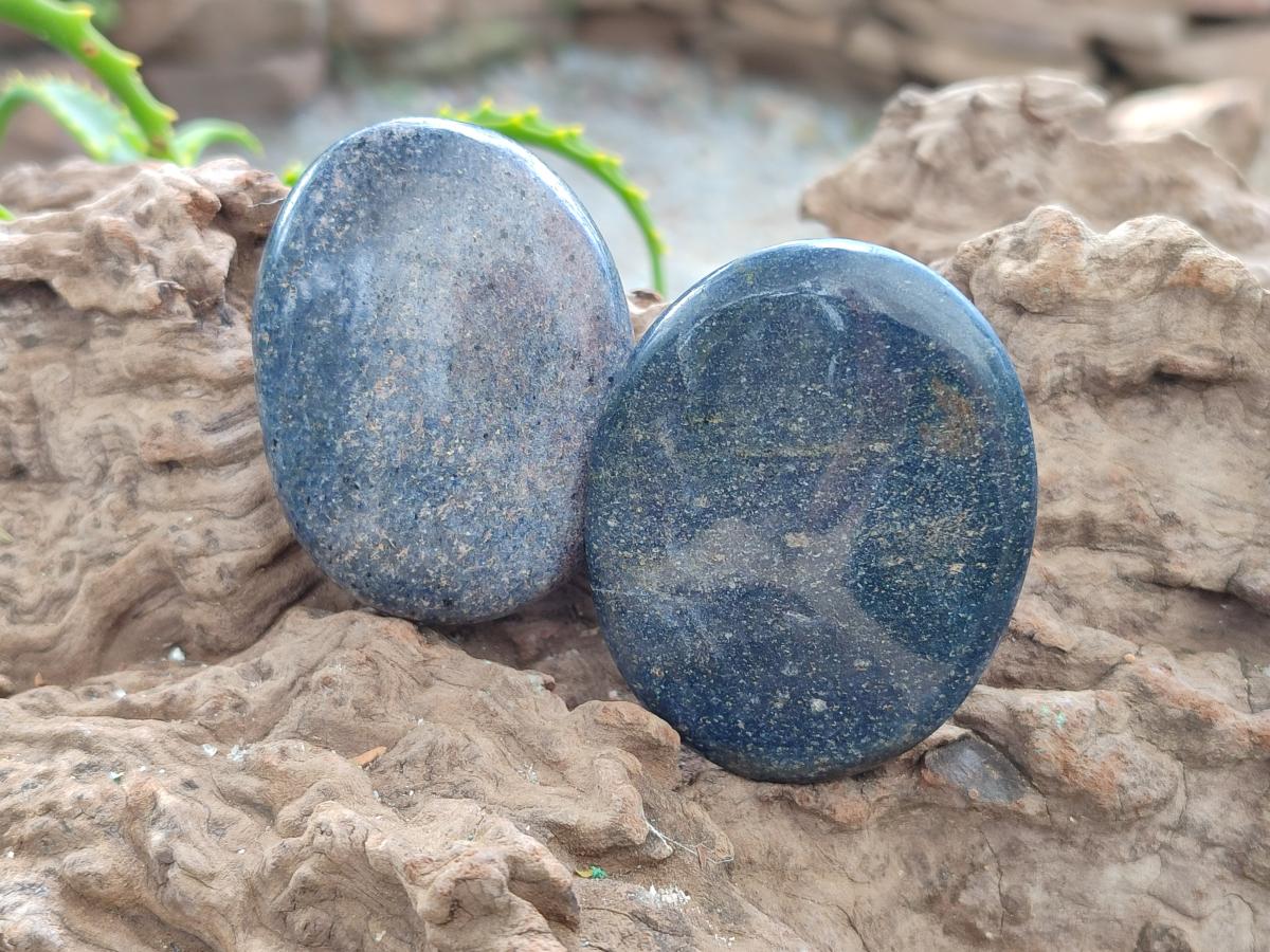 Polished Lazulite Palm Stones x 35 From Madagascar - Toprock Gemstones and Minerals 