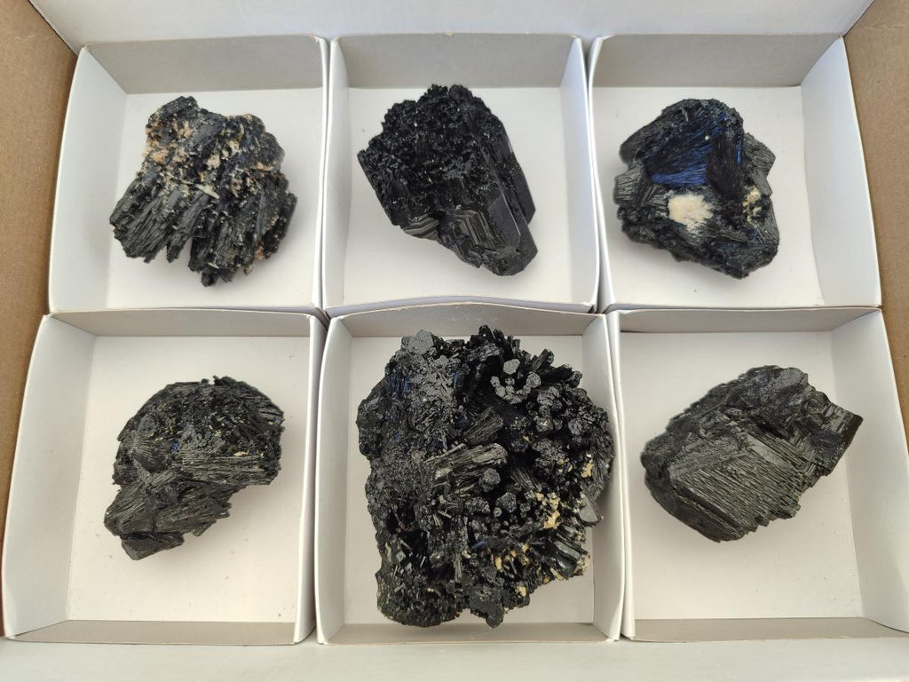 Natural Schorl Black Tourmaline Specimens x 6 From Erongo, Namibia - Toprock Gemstones and Minerals 