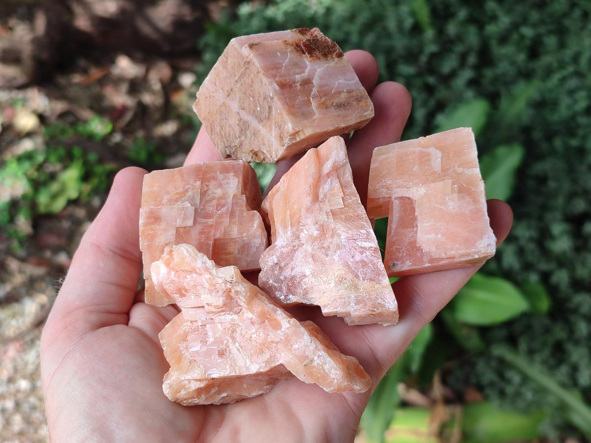 Natural Rhombohedral Sunset Orange Calcite Specimens x 24 From Spitzkop, Namibia - Toprock Gemstones and Minerals 